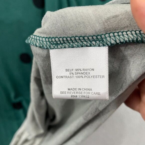 ModCloth Jersey Knit Women 1X Green Polka Dot Long Sleeve Casual Top - Picture 4 of 9